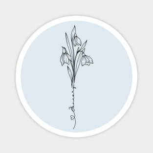 Minimalist Line Art Drawing Carnation Snowdrop  January Birth Flowerl Magnet
